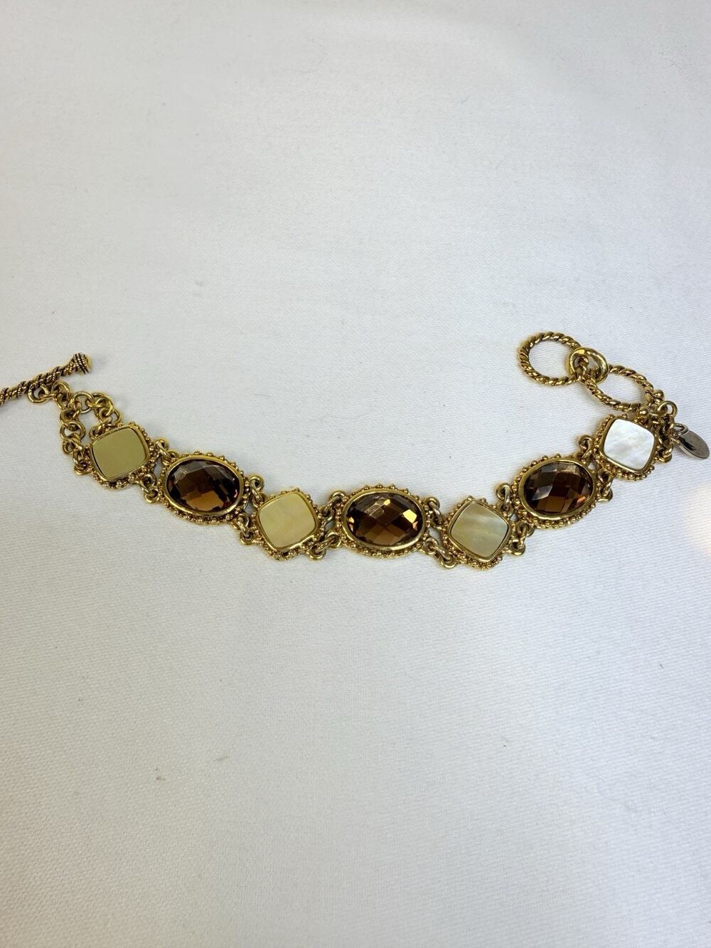 cookie lee Abalone Shell Rhinestone Brown Bracelet